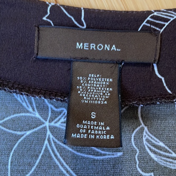 Merona short sleeve business dress brown cream floral - Picture 5 of 6